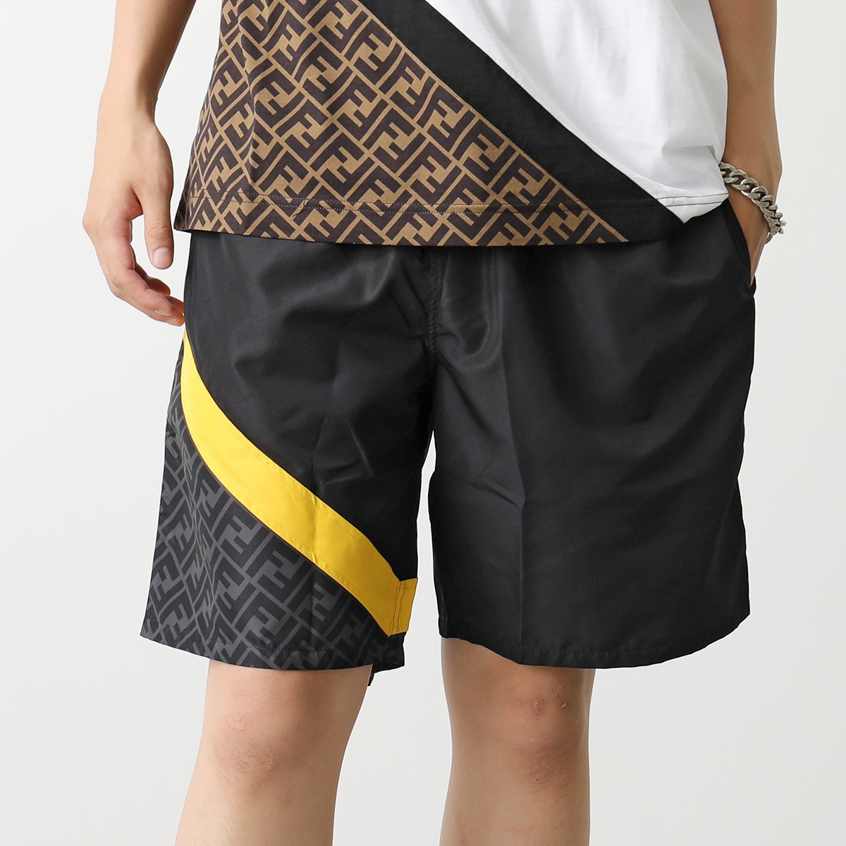 FENDI メンズ 水着サイズ46 Fendi メンズ ブルーペキン ポリエステル