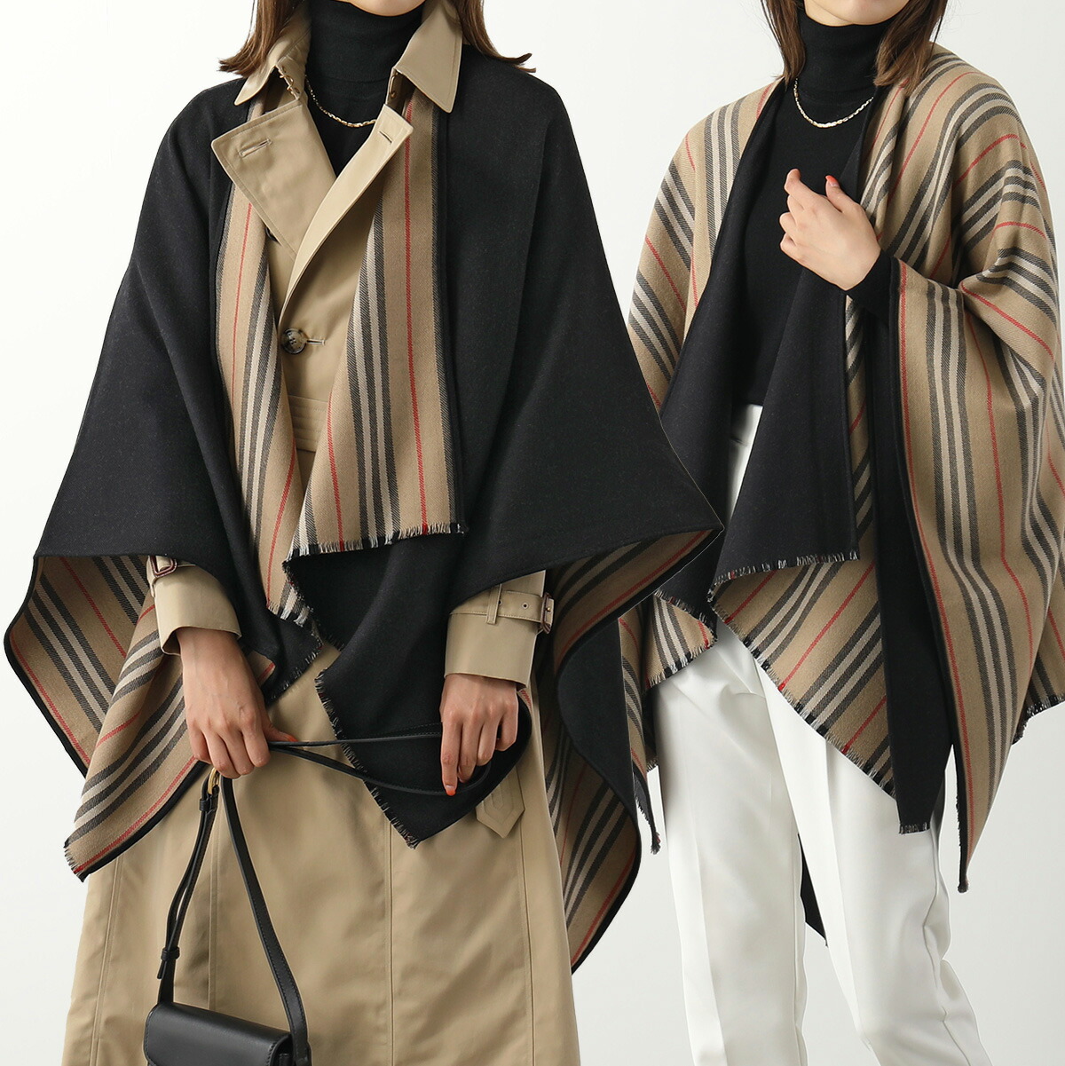 楽天市場】BURBERRY バーバリー ポンチョ ST ICON STRIPE SOLID CP