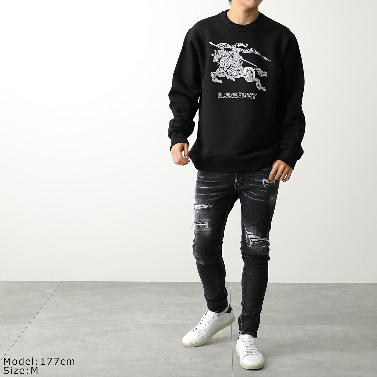 バーバリー Bロゴ＆スターパッチ スウェット トレーナー ブラック 楽天