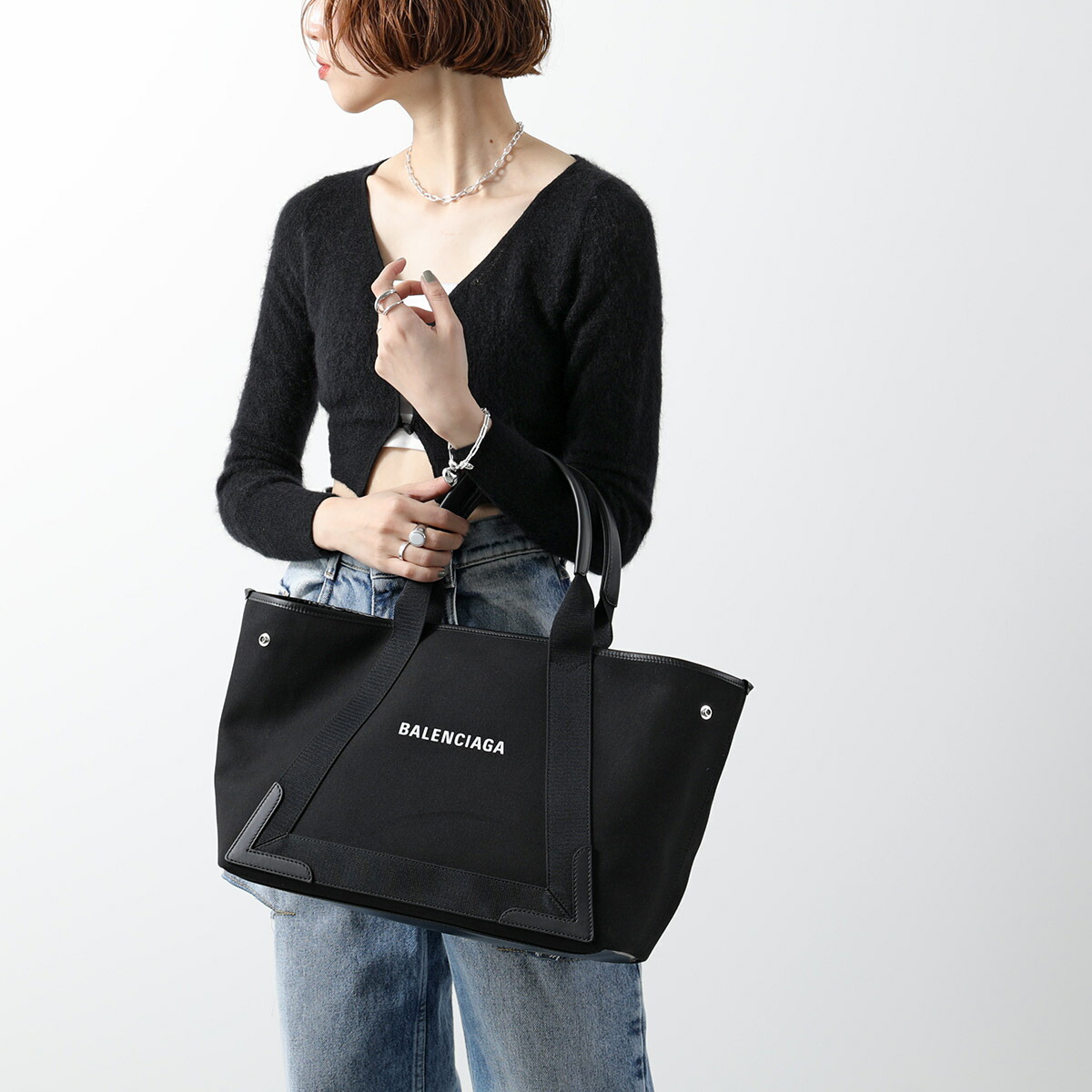 楽天市場】BALENCIAGA バレンシアガ トートバッグ NAVY CABAS NEW M