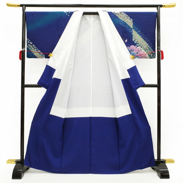 楽天市場】【新古品】 訪問着 着物 正絹 袷 フォーマル 金通し 青地