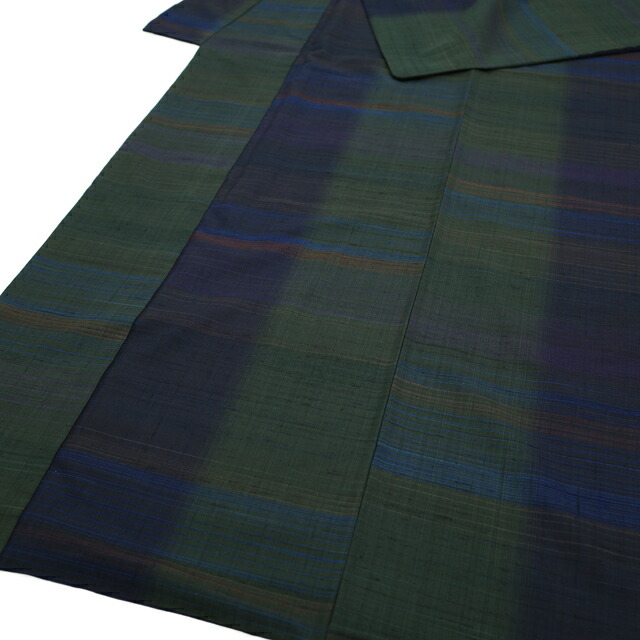 楽天市場】【中古】 小千谷紬 着物 正絹 袷 手織り 織り分け 霞横段