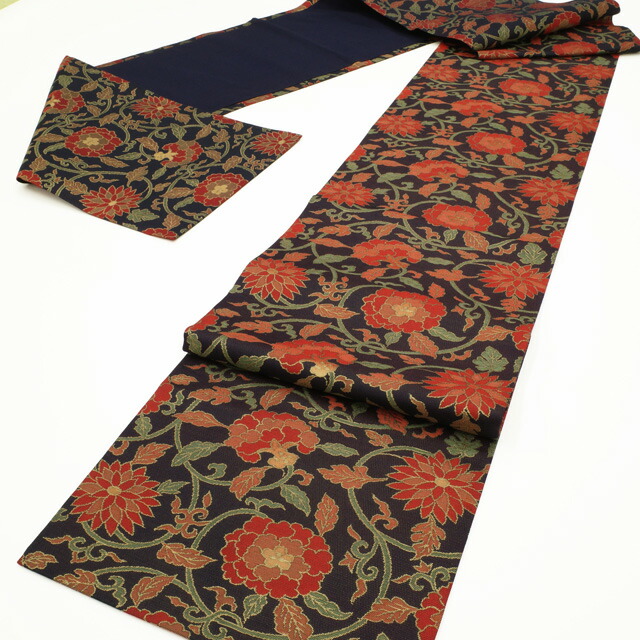 楽天市場】【中古】名古屋帯 リサイクル 九寸 開き仕立て 正絹 全通 黒