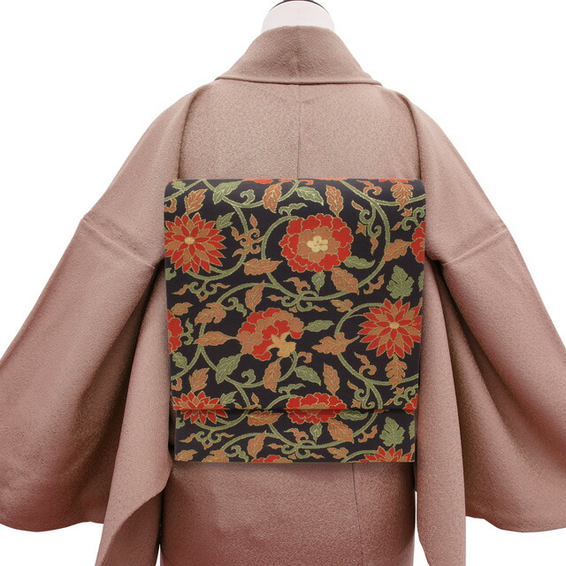 楽天市場】【中古】名古屋帯 リサイクル 九寸 開き仕立て 正絹 全通 黒