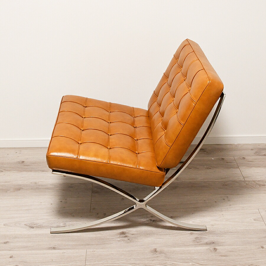 楽天市場】バルセロナチェア イタリアンレザー仕様 色ブラウン ミース