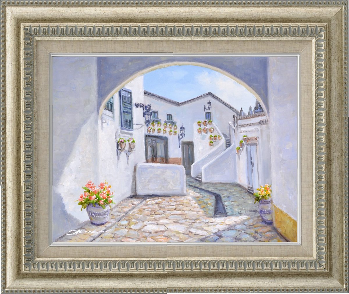 楽天市場】手描き油絵 奥田 ひとみ 石畳の街並み F6 画家本人手描き