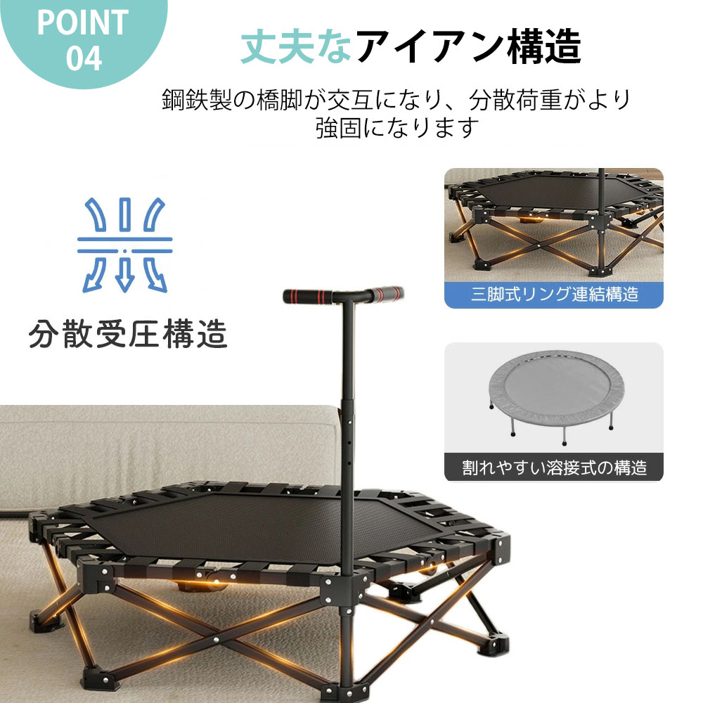 楽天市場】新型トランポリン 室内 全鋼構造 静音設計 高弾力 手すり