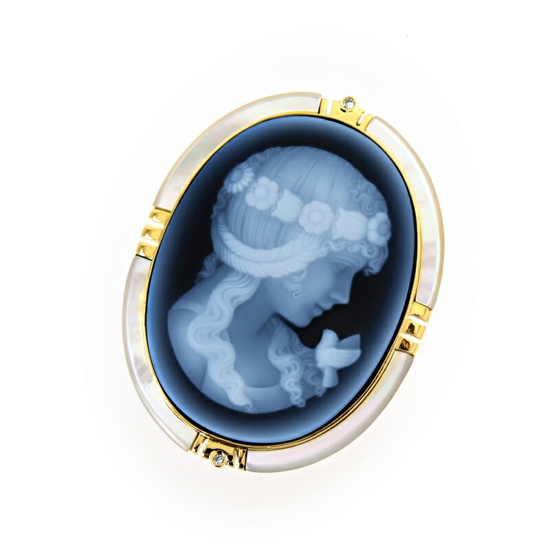 楽天市場】カメオ 2WAY ブローチ ペンダントトップ ブルー系 シェル