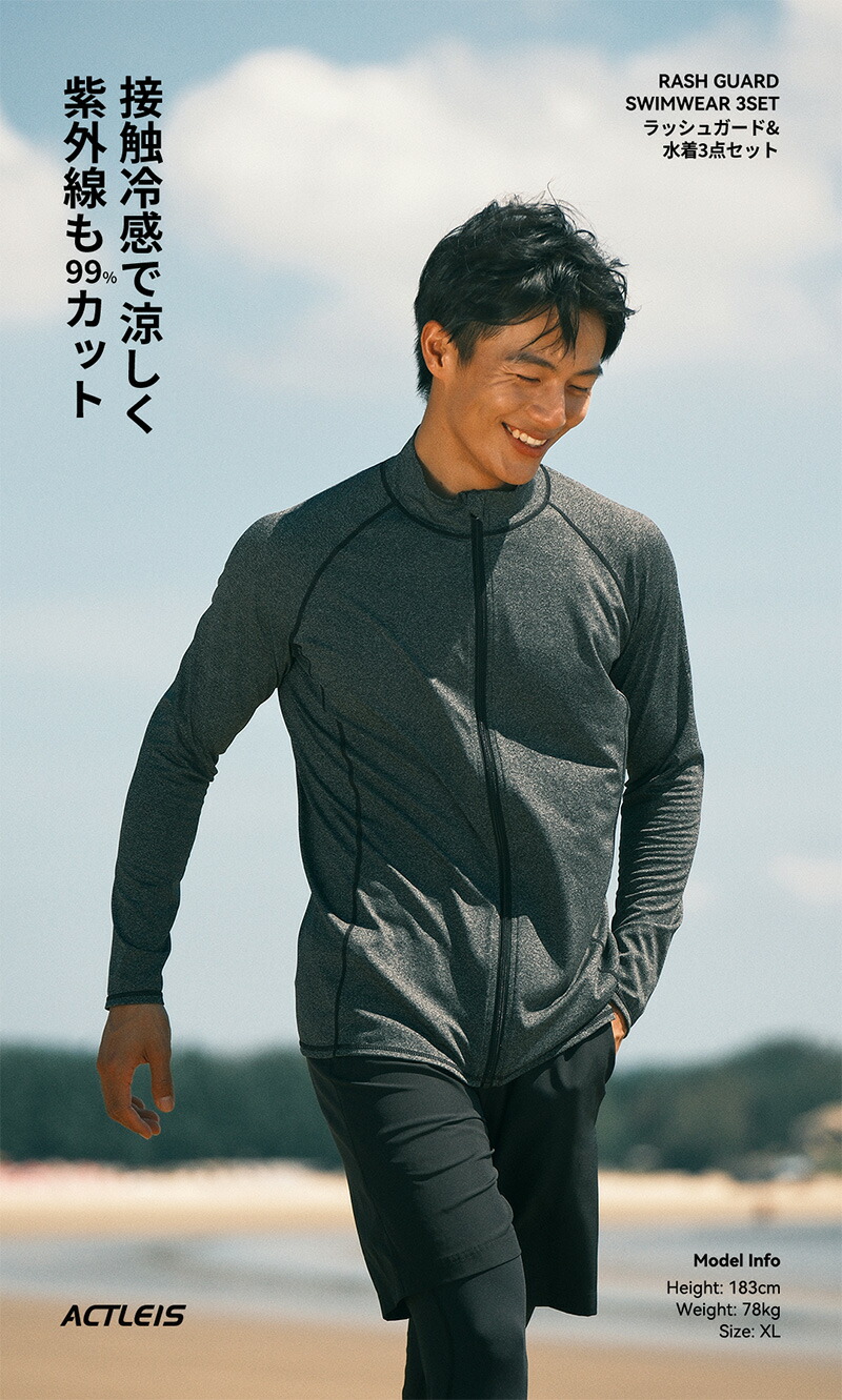 楽天市場】水着 メンズ ラッシュガード 上下セット 上下 セット 長袖 3