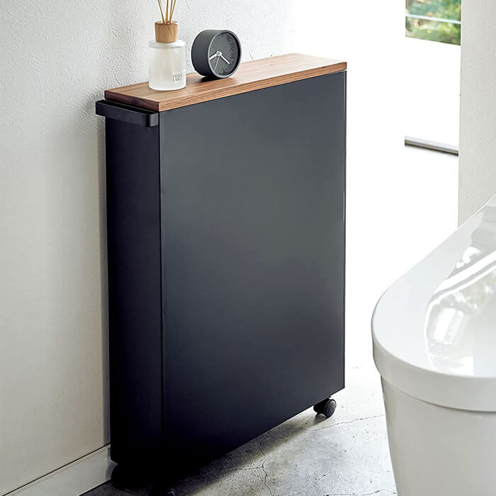 楽天市場】山崎実業 ハンドル付き スリム トイレラック TOWER BK 4307