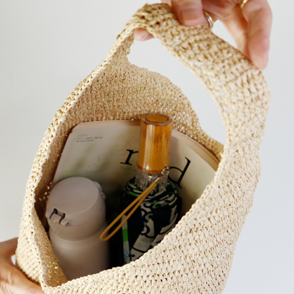 楽天市場】ラフィアバッグ かぎ編み ナチュラル ワンハンドル