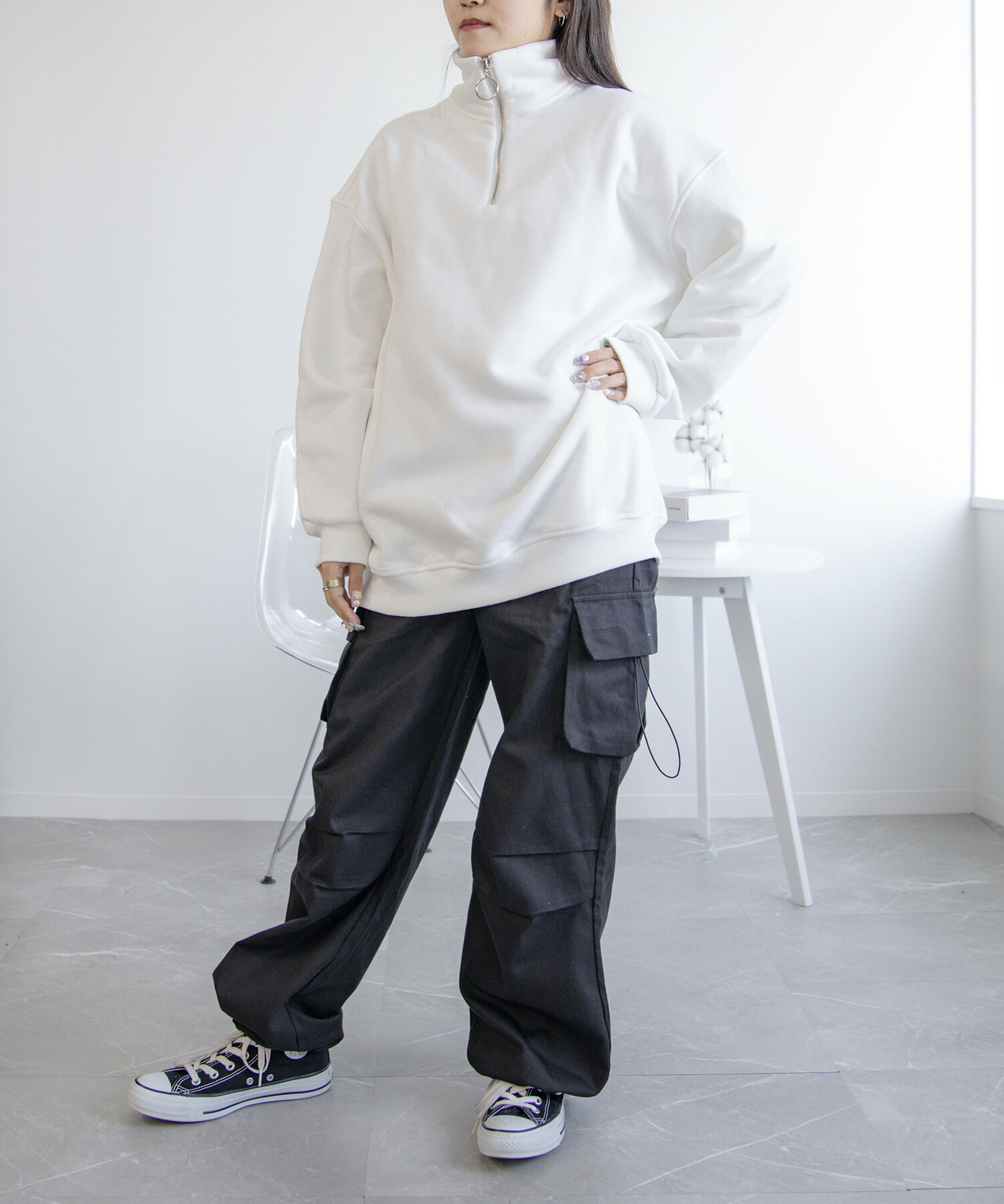 楽天市場】裏フリースハーフジップスウェット スウェット レディース