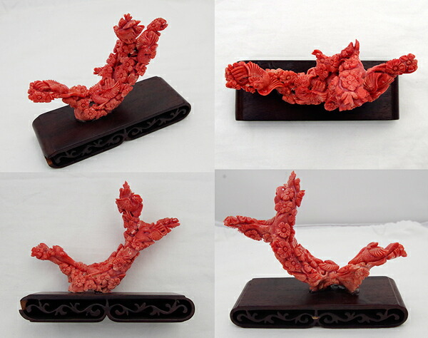 楽天市場】【ｾｰﾙ】桃珊瑚 置物 鳳凰/鳥/花の彫刻 彫刻珊瑚 彫刻サンゴ