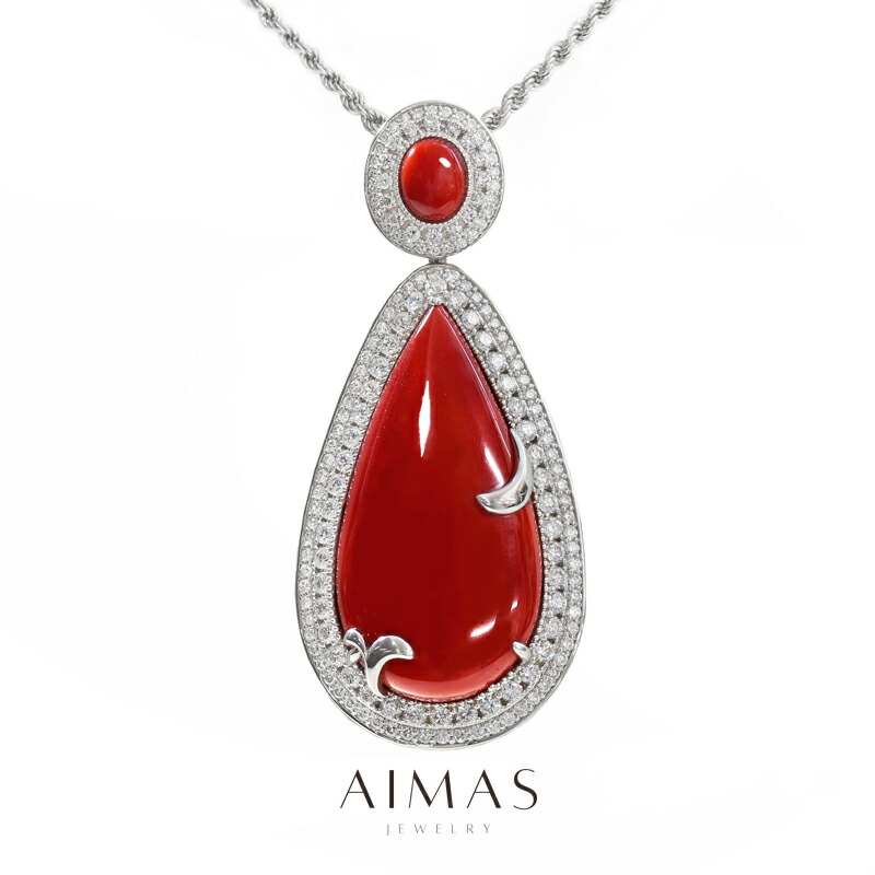 楽天市場】赤珊瑚 74.79ct/2.12ct ネックレス PT900/850 プラチナ