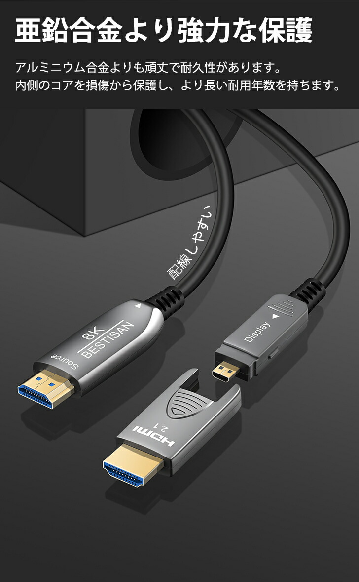 楽天市場】光ファイバー 8K HDMI AOC BESTISAN配管用着脱式 HDMI ARC