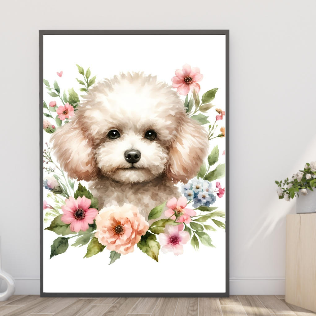 楽天市場】【送料無料】アートポスター【トイプードルと花01】イヌ