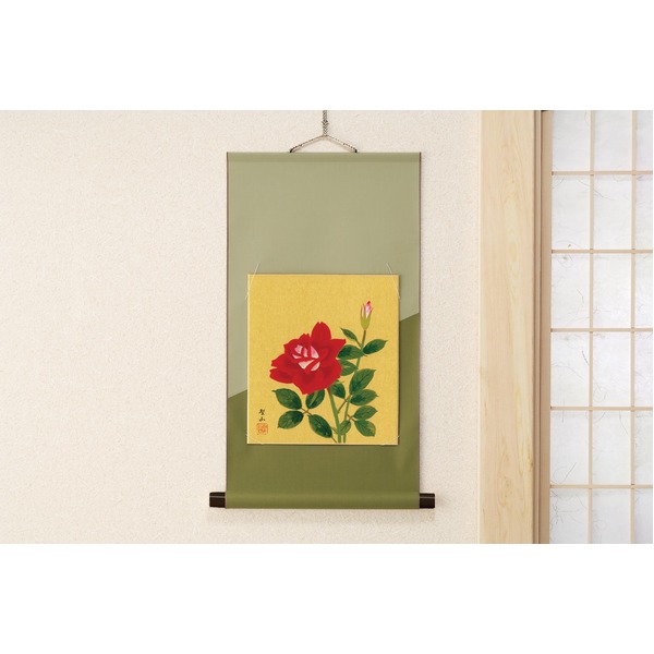 楽天市場】色紙掛 掛け軸 〔 葛谷聖山 バラ 〕 長さ：57cm 入れ替え可