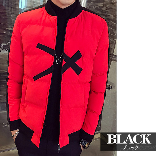 楽天市場】ダウンジャケット メンズ × クロス カラー切替 ライン 中綿