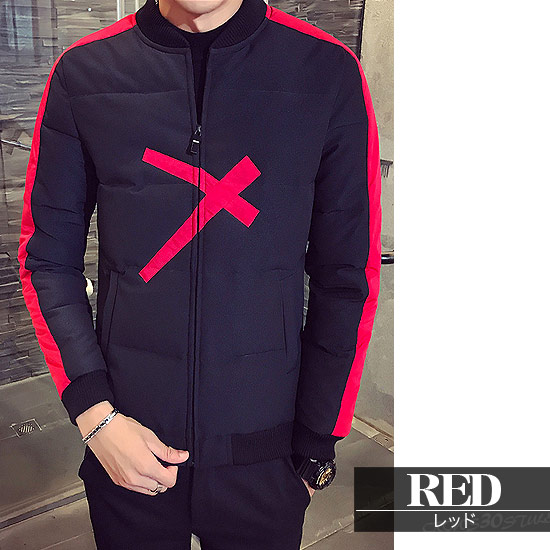 楽天市場】ダウンジャケット メンズ × クロス カラー切替 ライン 中綿