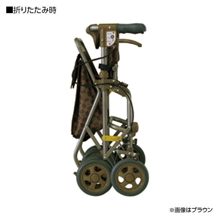 楽天市場】島製作所 フォルテ 二筋格子ブルー シルバーカー 杖立て付