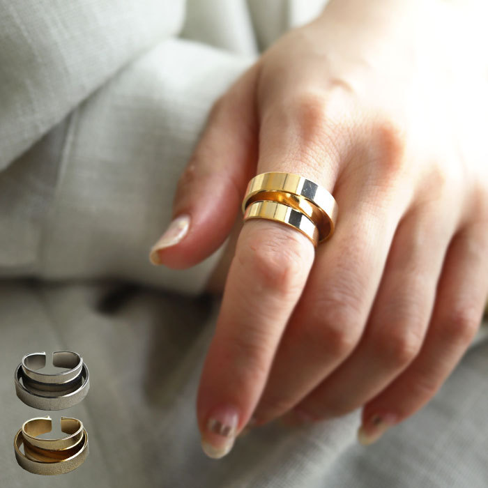 楽天市場】アクセ送料無料 指輪 リング 2連 デザイン ニュアンス