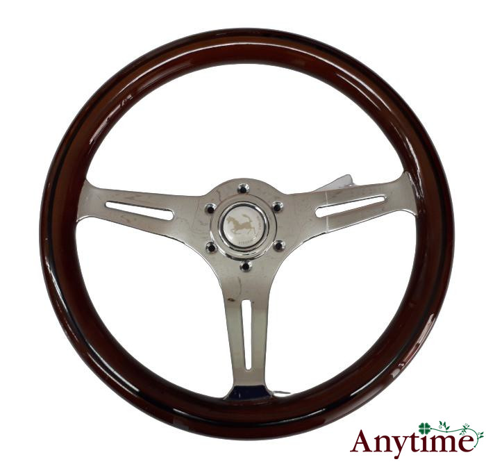 楽天市場】クラシックデザイン ウッドステアリング×メッキスポーク 35