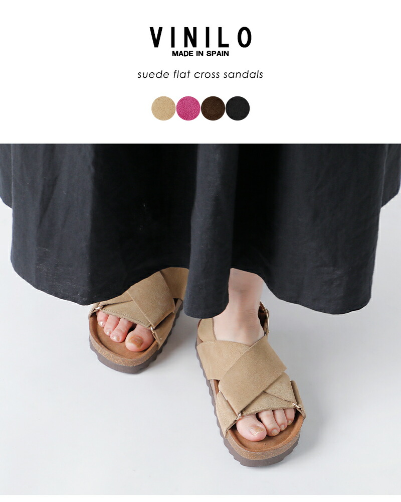 楽天市場】VINILO ヴィニーロ スエード フラット クロス サンダル ib