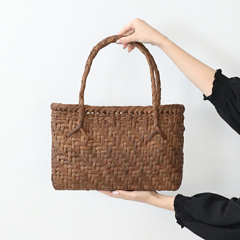 楽天市場】山葡萄かごバッグ 細網代（大）肩掛け 横長 YB-130 日本製