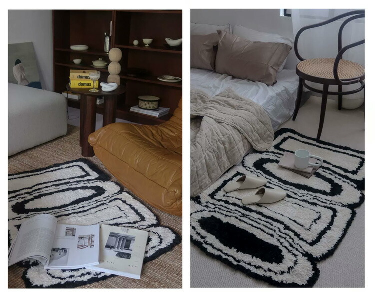 楽天市場】Geometric モノトーン ラグ 80cm×110cm【ART OF BLACK