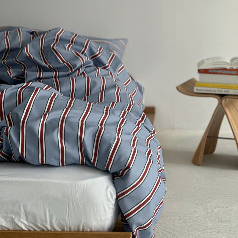 楽天市場】blue×red シックシンストライプ 布団カバーセット【ART OF