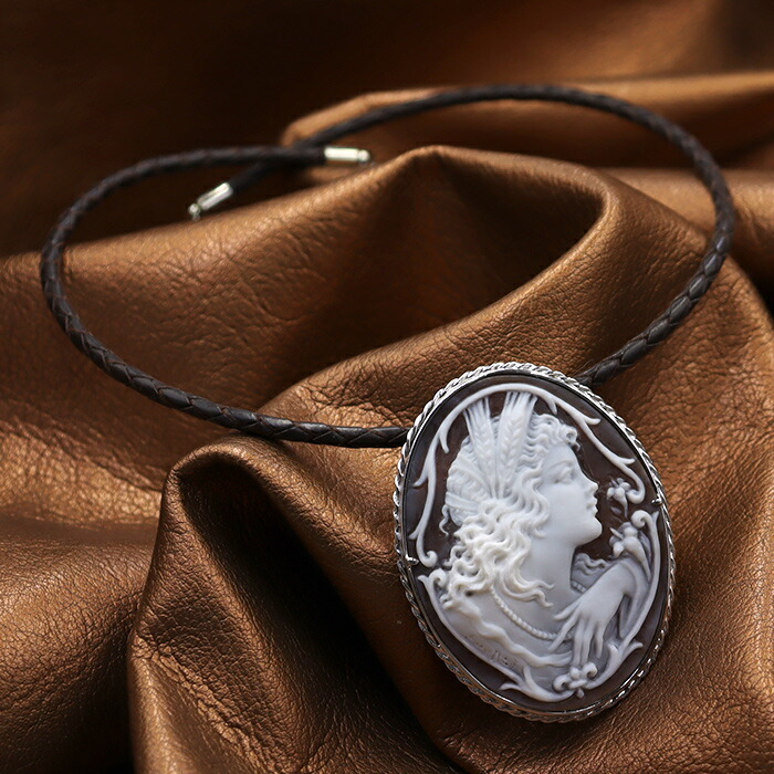 楽天市場】カメオ ブローチ ネックレス 縄巻デザイン枠付き 大地の母と