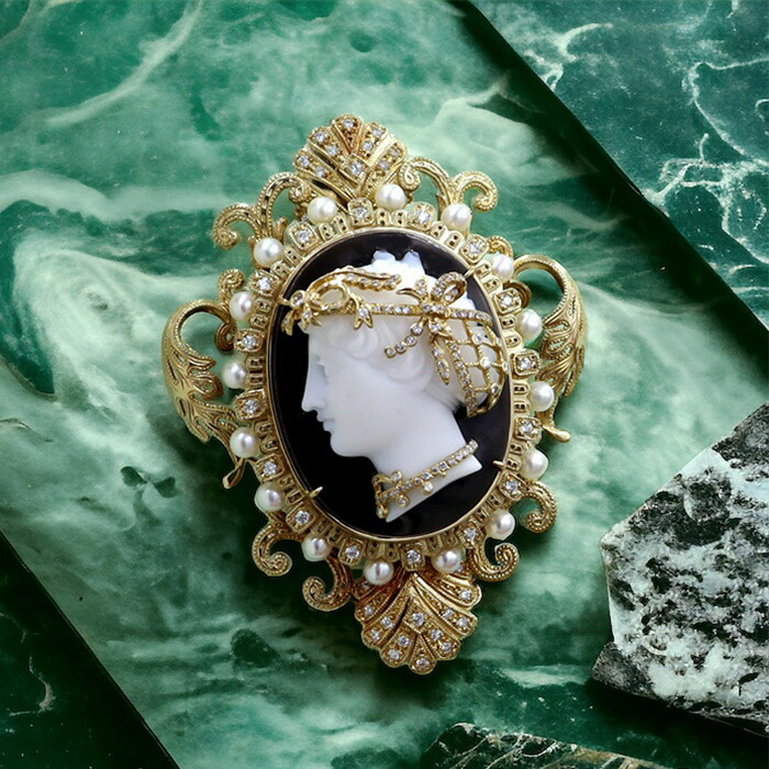 楽天市場】カメオブローチ＆ネックレス 18金ゴールド アンティーク