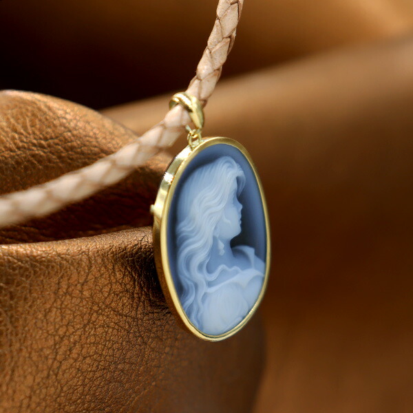 楽天市場】メノウカメオネックレス 18金 ゴールド枠 美しい女性人物像