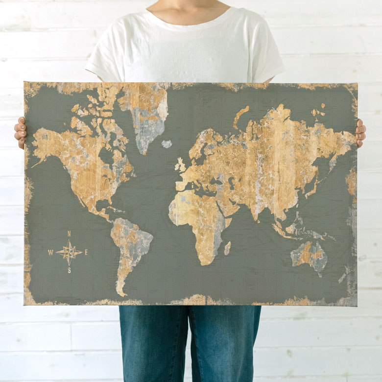 楽天市場】アートフレーム アートパネル 世界地図 アンティーク風 W