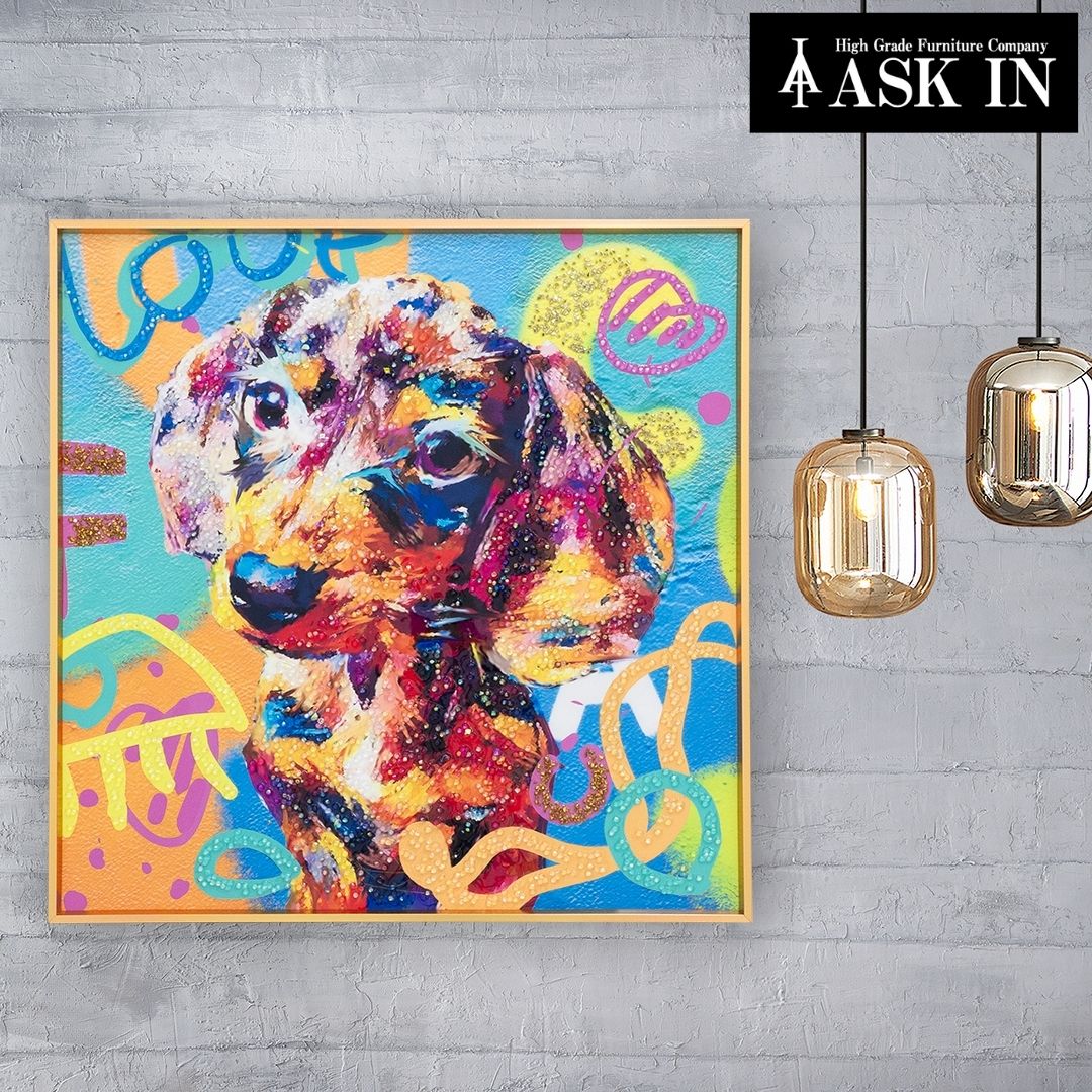 楽天市場】クリスタルアート 犬 51x51cm ダックスフンド ドッグ アート