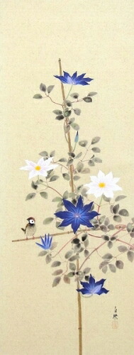 楽天市場】【値下げ】 掛軸 久芳白映『鉄線』日本画 肉筆 掛け軸 現品