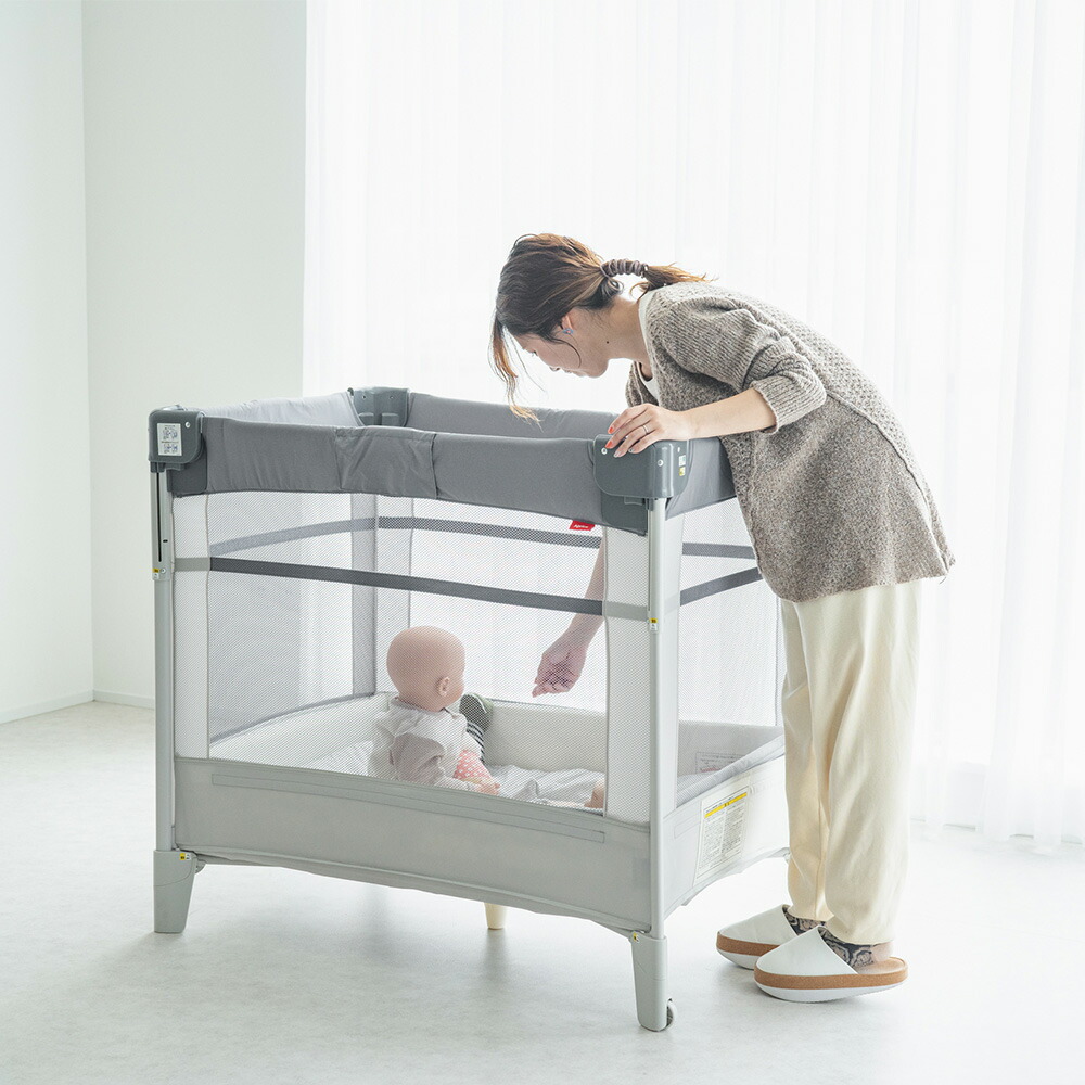 アップリカ ココネルエアーAB 折りたたみベビーベッド グレー 楽天市場
