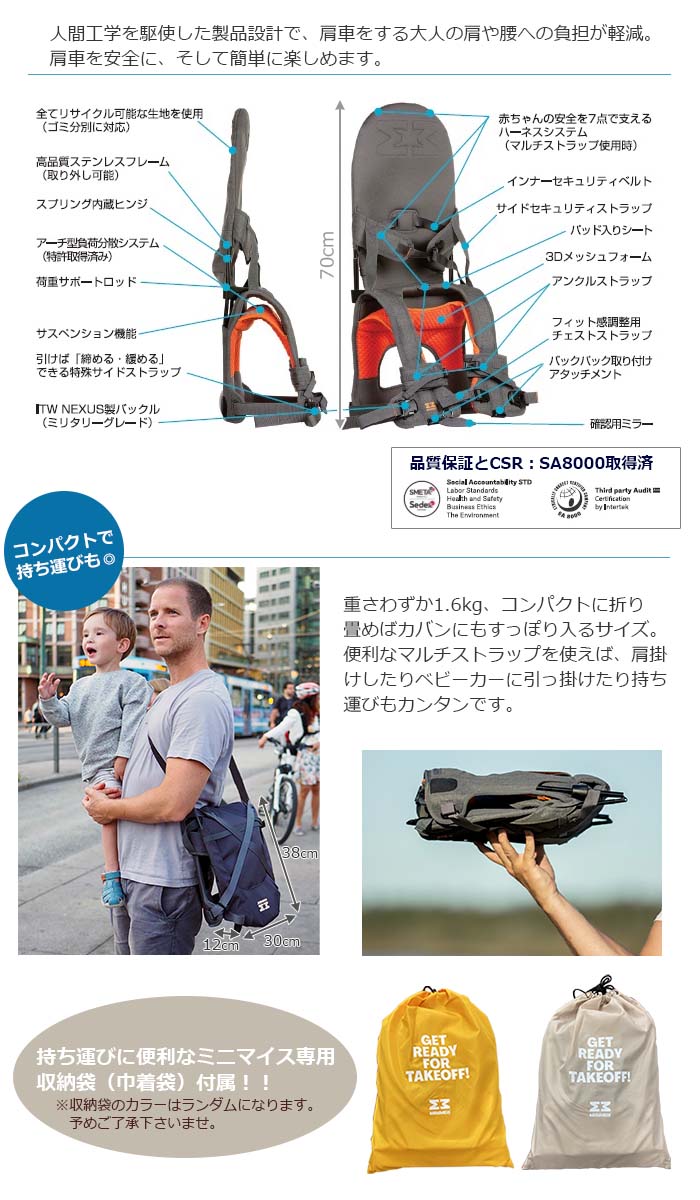 楽天市場】【ご購入特典付き】肩車ベビーキャリア MINIMEIS G4