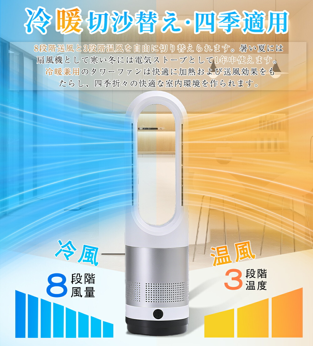 楽天市場】セラミックヒーター 冷暖扇風機 タワーファン 空気清浄MAX