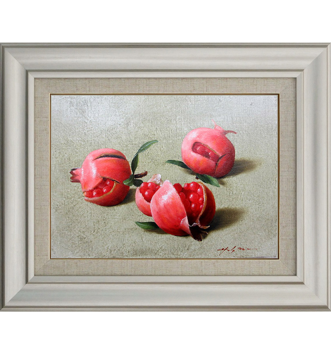 楽天市場】手描き 油絵 額入り油彩画 ザクロ F6サイズ フルーツ 静物画