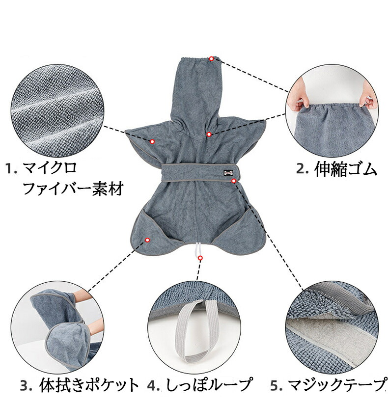 楽天市場】犬 バスローブ バスタオル ペットローブ 中型犬 大型犬 速乾