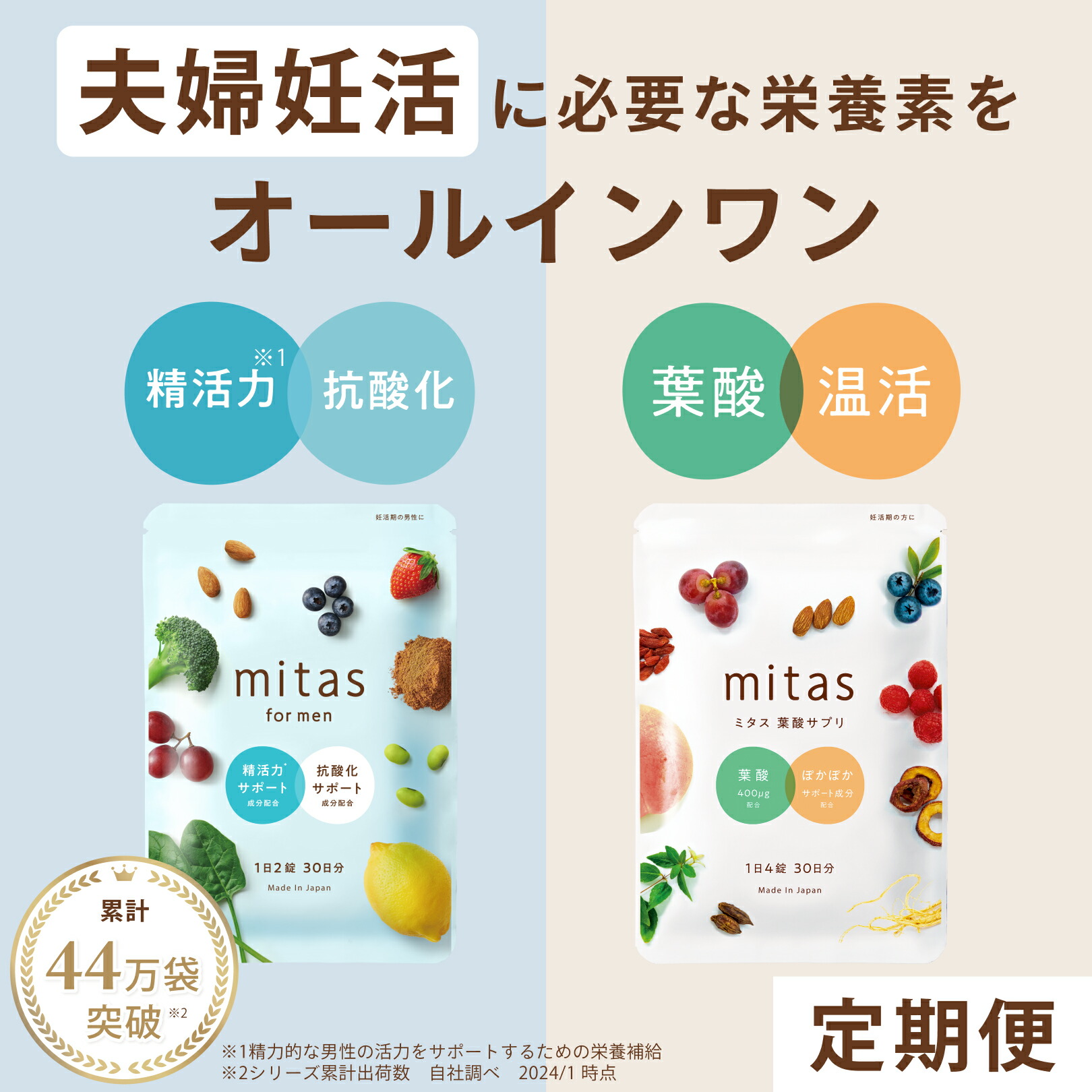 楽天市場】ミタス+ミタスフォーメン(カップルセット) 葉酸サプリ 妊活