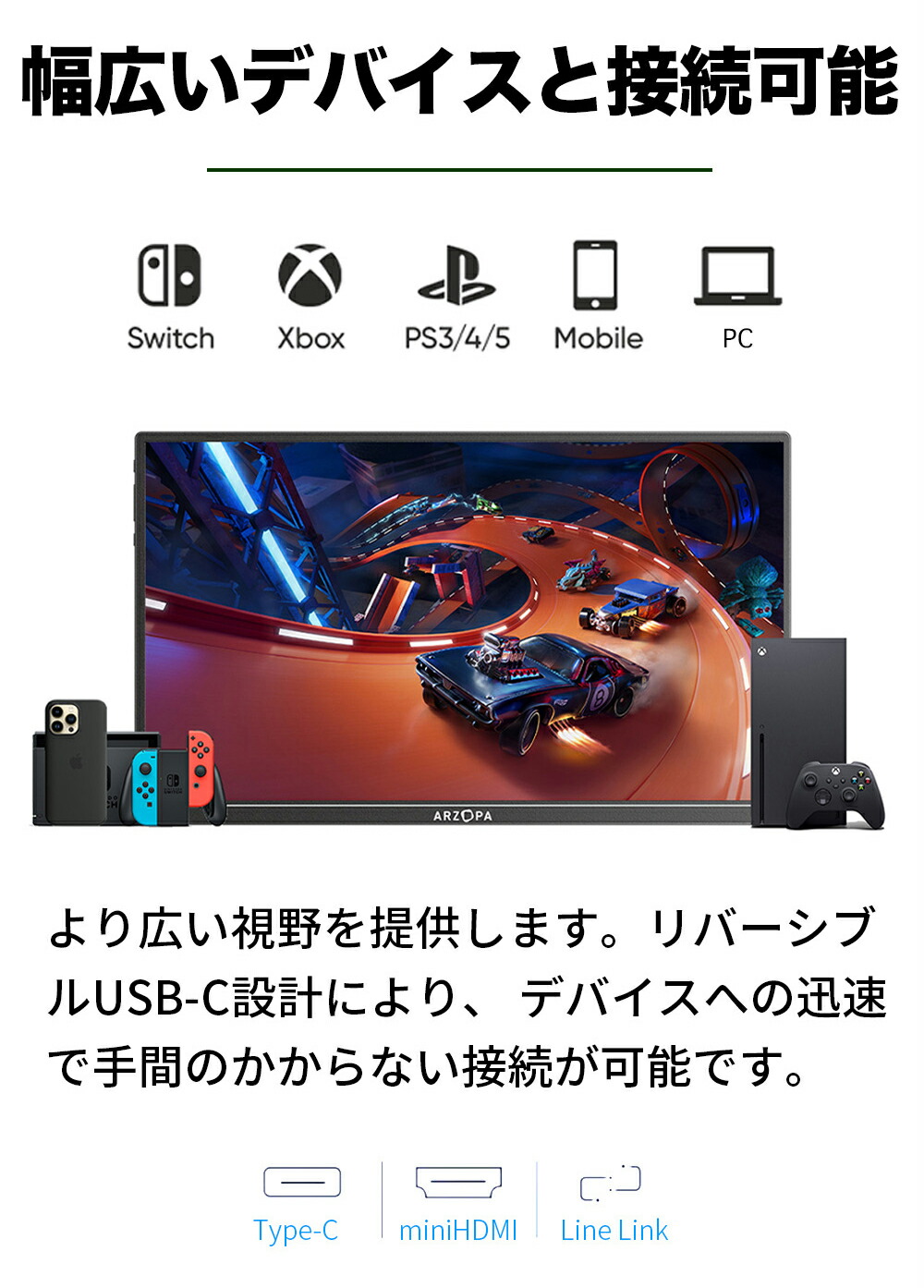 楽天市場】【楽天限定特価☆クーポン配布中】ARZOPA モバイルモニター