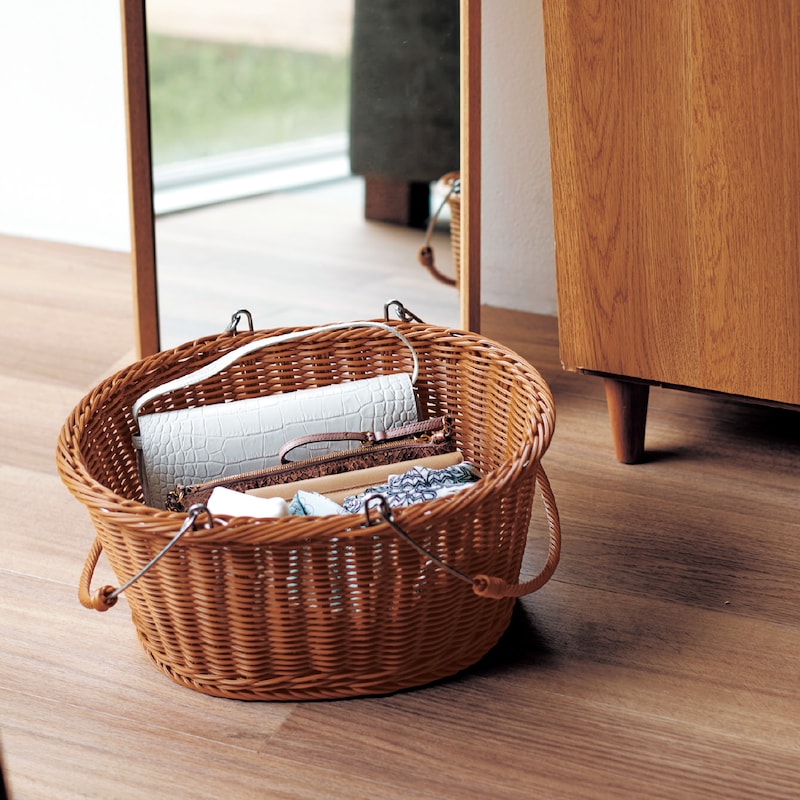 楽天市場】[2個セット] スタッキングできる 洗える ラタン調