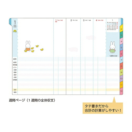 楽天市場】2026年版 A6 ミッフィー家計簿付き手帳 花とさくらんぼ