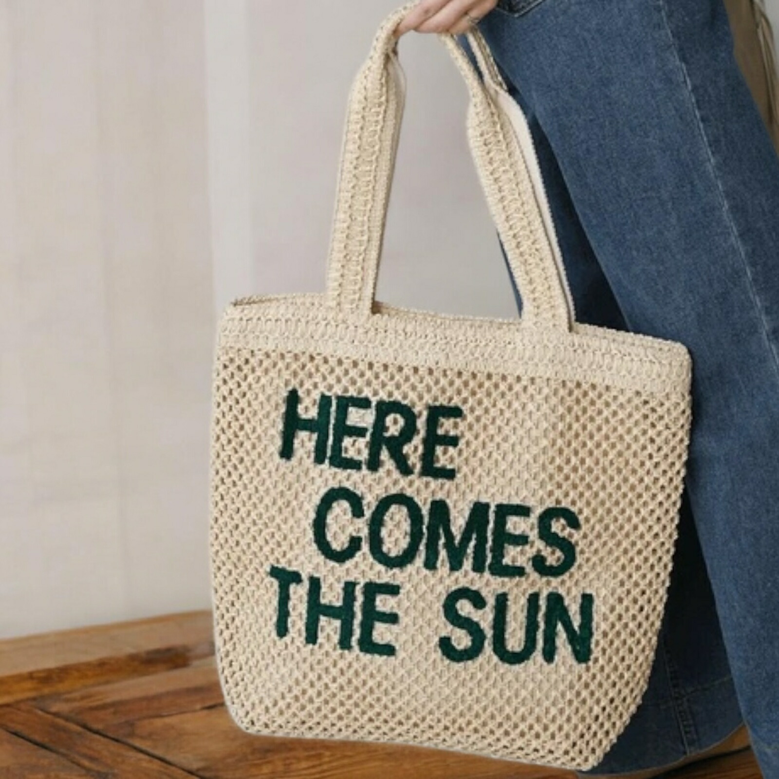 楽天市場】柄編みロゴトートBAG ナチュラルな風合いとロゴが目を惹く