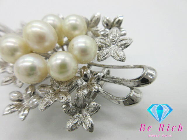 楽天市場】ブローチ 帯留め SILVER パール 真珠 6.5 - 0.7mm 珠