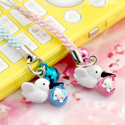 楽天市場】ハローキティ こうのとりキティ 根付けストラップ ピンク