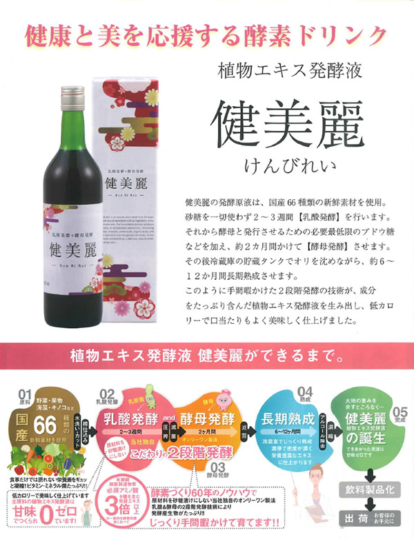楽天市場】植物エキス発酵液 健美麗 720ml (送料無料) 酵素ドリンク