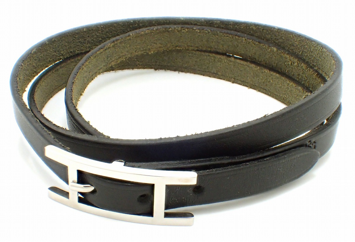 楽天市場】HERMES エルメス アピ3 レザー ブレスレット シルバー金具